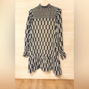 THML ella blue Navy and Beige Textured dress